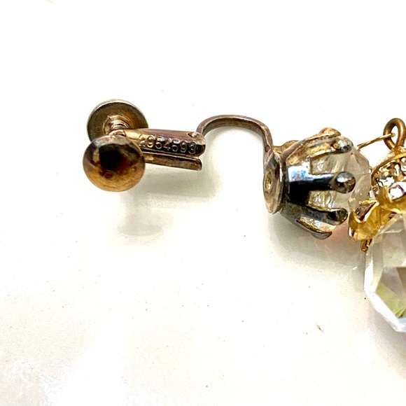 Vintage Aurora Borealis Crystal Drop Clip-on Earrings - Picture 9 of 12